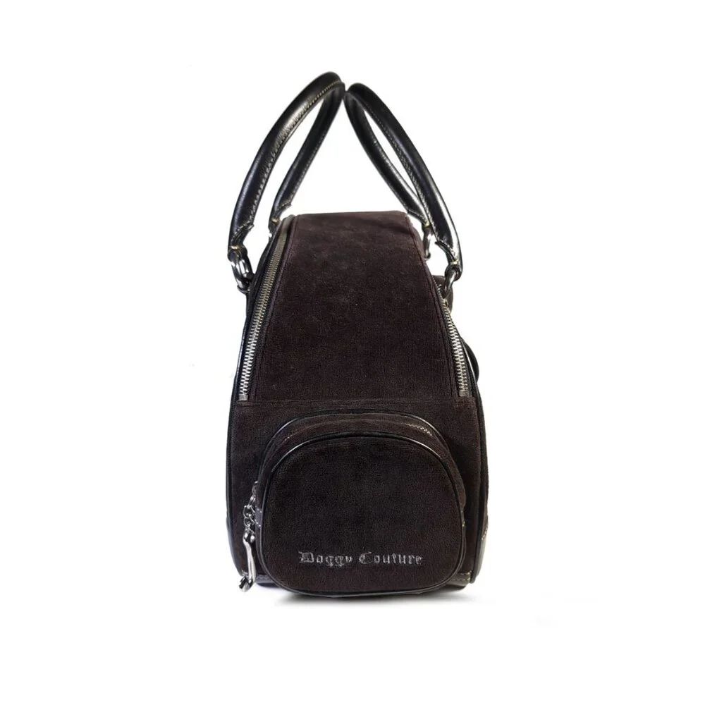 RARE Vintage Juicy Couture Dog Carrier Brown Velour Medium Size